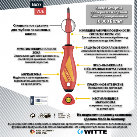 Диэлектрический набор отверток VDE 2 с пассатижами
